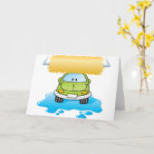 洗車おもしろいのグリーティングカードに乗った車 カード (黄色い花)