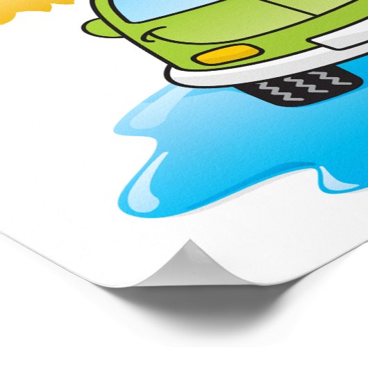 洗車おもしろい用ポスターに乗った車 ポスター (角)