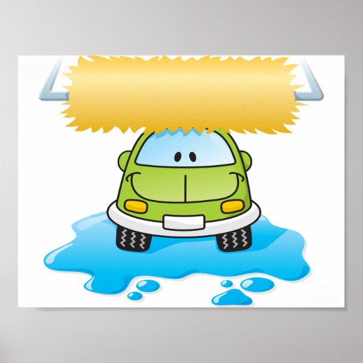 洗車おもしろい用ポスターに乗った車 ポスター (正面)