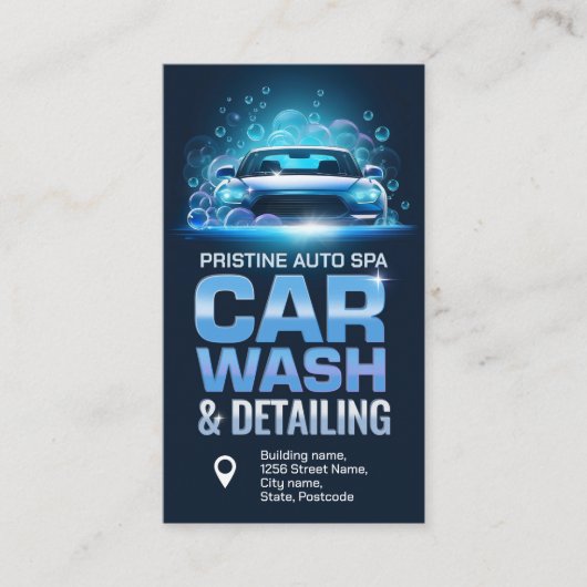 洗車とディテリングのプロフェッショナル お洒落 名刺 (正面)