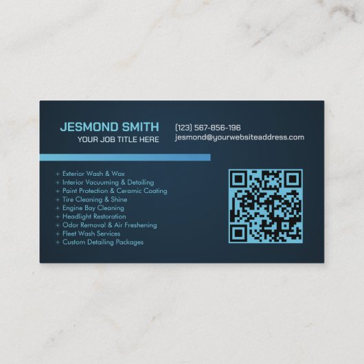 洗車とディテリングのプロフェッショナル お洒落 名刺 (裏面)