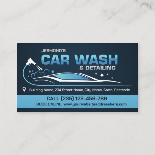 洗車とディテリングのプロフェッショナル お洒落 名刺 (正面)