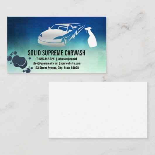 洗車とディテリング | スプレーとスポンジ 名刺 (正面/裏面)