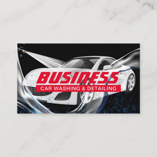 洗車と自動詳細黒車の 名刺 (正面)