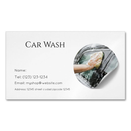 洗車サービス編集可能名刺 マグネット名刺 (正面)