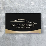 洗車ブラックと車の金ゴールドの詳細 名刺<br><div class="desc">自動車の洗浄ブラックと車の金ゴールドのビジネスモダンカードを詳述。</div>