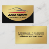 洗車ブラックと車の金ゴールドの詳細 名刺 (正面/裏面)