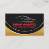 洗車ブラックと車の金ゴールドの詳細 名刺 (正面)