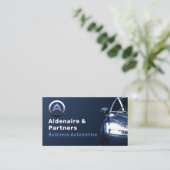 洗車ブルーの自動詳車の細モダン 名刺 (スタンド正面)