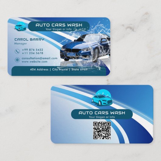 洗車モダン名刺 名刺 (正面/裏面)
