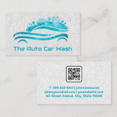 洗車ロゴの泡 |クリーニング | QR 名刺 (正面/裏面)