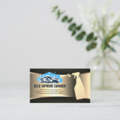 洗車ロゴ |クリーニングサービス金ゴールドメタリック 名刺 (スタンド正面)