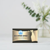 洗車ロゴ |クリーニングサービス金ゴールドメタリック 名刺 (スタンド正面)