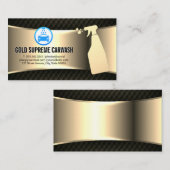 洗車ロゴ |クリーニングサービス金ゴールドメタリック 名刺 (正面/裏面)