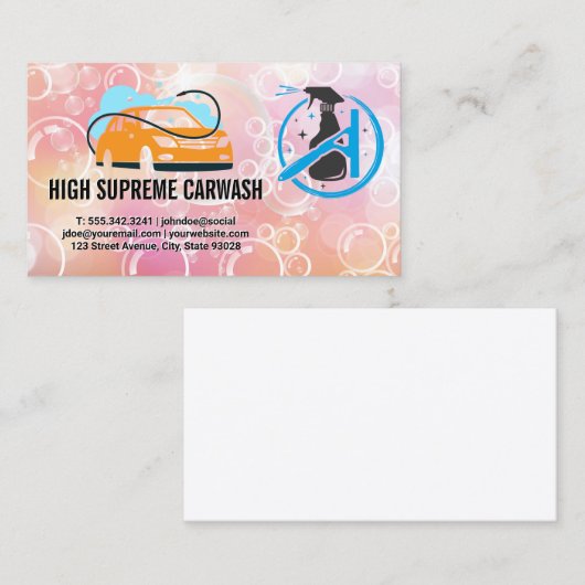 洗車ロゴ |スプレー |シャボン玉 名刺 (正面/裏面)