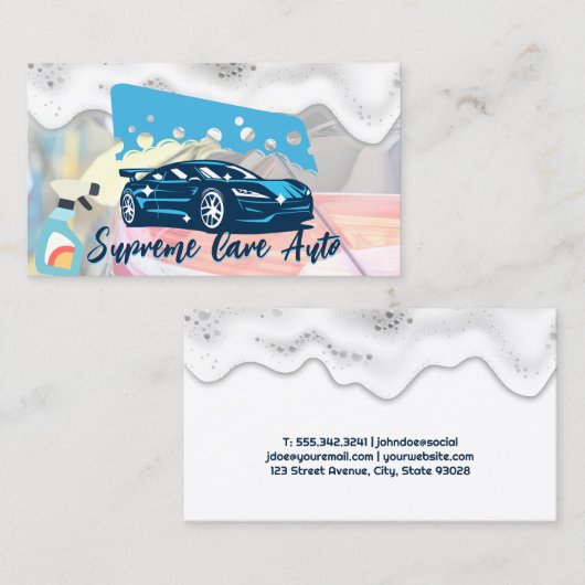 洗車ロゴ | 石けん水 | 自動 名刺 (正面/裏面)