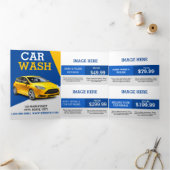 洗車三折パンフレット販促テンプレート 三つ折りカード (内部)