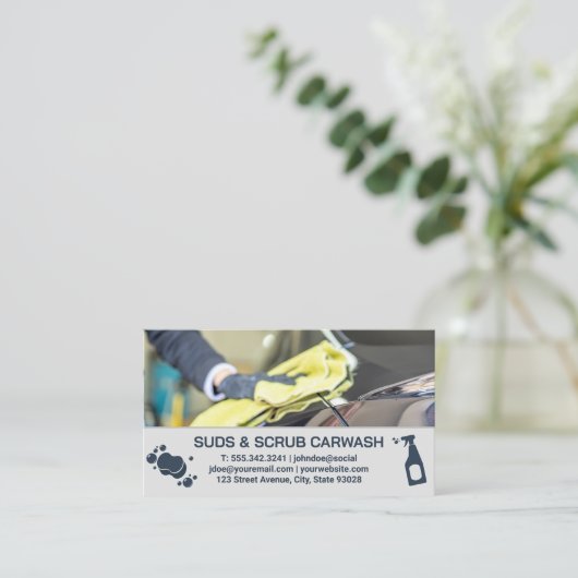 洗車労働者の乾燥 | オートバフ研磨 名刺 (スタンド正面)
