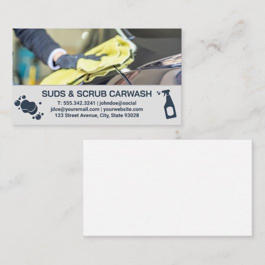 洗車労働者の乾燥 | オートバフ研磨 名刺 (正面/裏面)