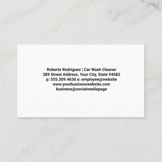 洗車労働者の清掃 | 自動ディテリング 名刺 (裏面)