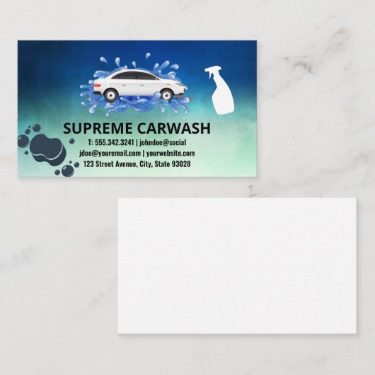 洗車及びディテール | スプレーとスポンジ 名刺 (正面/裏面)