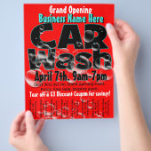 洗車場。カーディテーリング。カスタマイズ可能な広告チラシ チラシ (手)