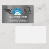 洗車場 | 自動およびバブル | メタル背景 名刺 (正面/裏面)