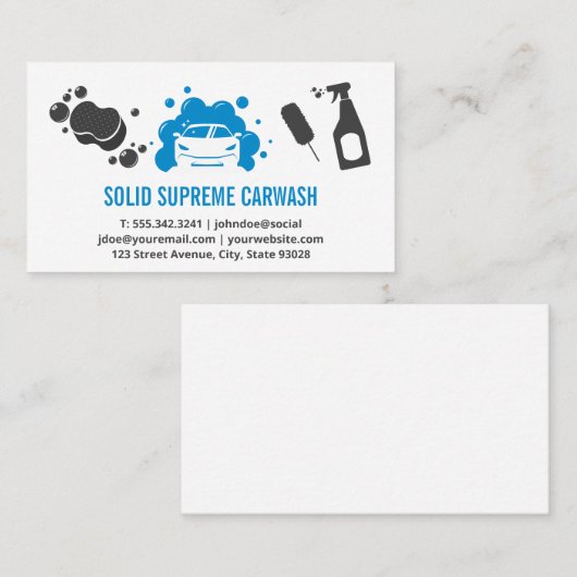 洗車場 | 自動およびバブル 名刺 (正面/裏面)