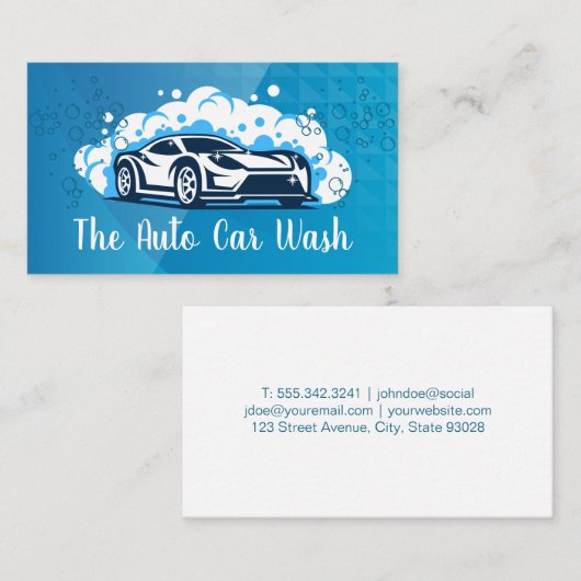 洗車場 | 自動クリーニング | スポーツカーシャボン玉 名刺 (正面/裏面)