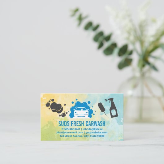 洗車場 |自動サービス |供給のクリーニング 名刺 (スタンド正面)