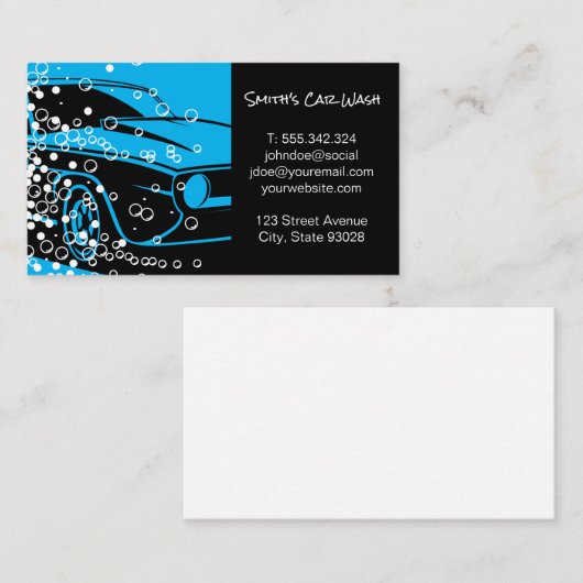 洗車場 |自動車の詳細 |クリーニングサービス 名刺 (正面/裏面)