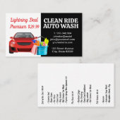 洗車場 | Red Vehicle |供給のクリーニング 名刺 (正面/裏面)