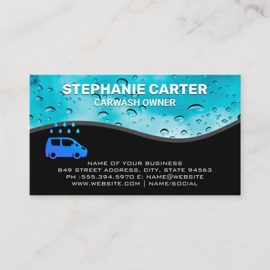 洗車水ビーズ 名刺 (正面)