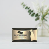 洗車洗浄サービス金ゴールドメタリックブラックメッシュ 名刺 (スタンド正面)