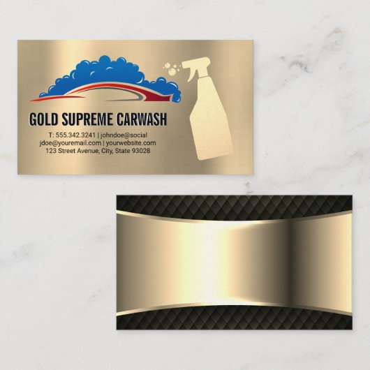 洗車用シャボン玉 | 金ゴールド金属 名刺 (正面/裏面)