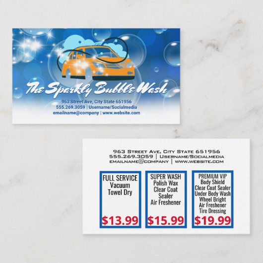 洗車石鹸バブルとウォーターホース 名刺 (正面/裏面)