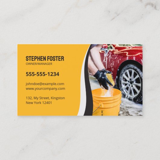 洗車自動詳細洗浄イエロー車の色 名刺 (裏面)