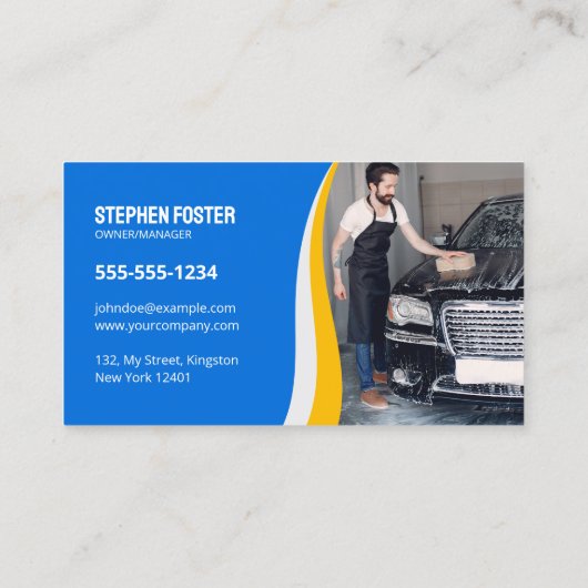 洗車自動詳細洗浄ブルー車のー 名刺 (裏面)