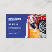 洗車自動詳細洗浄ブルー車のー 名刺 (裏面)