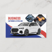 洗車自動詳細洗浄ブルー車のー 名刺 (正面)