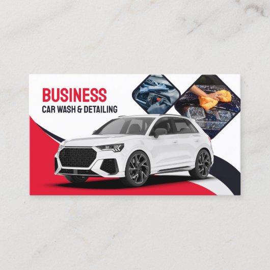 洗車自動詳細洗浄車の赤 名刺 (正面)