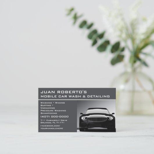 洗車自動車詳細名刺 名刺 (スタンド正面)