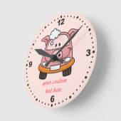 洗車豚 ラウンド壁時計 (傾斜)