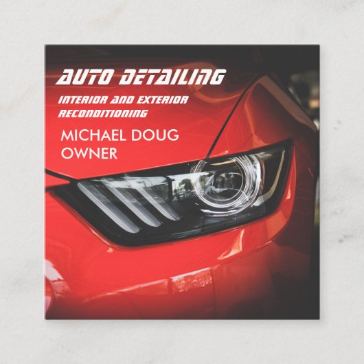 洗車赤いクリーニングモダンの詳細の自動 スクエア名刺 (正面)