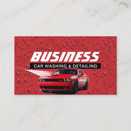 洗車赤いクリーニングモダンの詳細の自動 名刺 (正面)