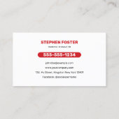 洗車車クリーニング自動車ディテールレッド&ホワイト 名刺 (裏面)