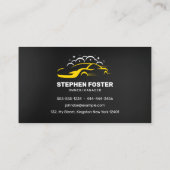 洗車&オートディテールウォータードロップブラックイエロー 名刺 (裏面)