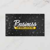 洗車&オートディテールウォータードロップブラックイエロー 名刺 (正面)