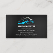 洗車&オートディテールウォータードロップブラックブルー 名刺 (裏面)