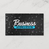 洗車&オートディテールウォータードロップブラックブルー 名刺 (正面)